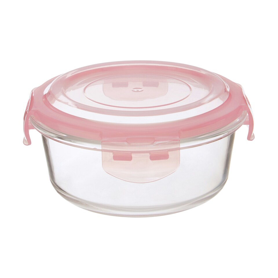 image 1 of Interiors by Premier 620ml Round Food Storage Container, BPA-Free PP Pink Lid Kitchen Food Storage Container, Food Containers