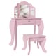 image 1 of HOMCOM Makeup Dressing Table Set with Tri-Folding Mirror and Drawer, Pink Pink