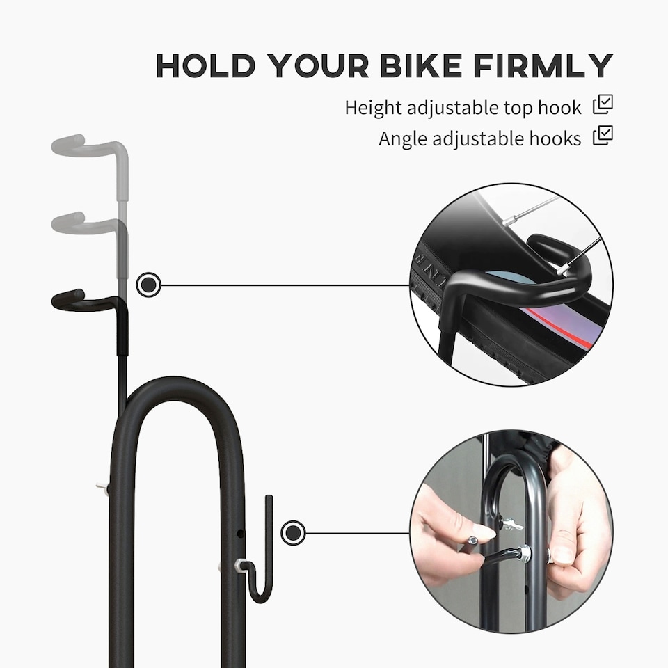 image 1 of SPORTNOW Vertical & Horizontal Bike Rack Fits 24"-29" and 700c Bikes, Black