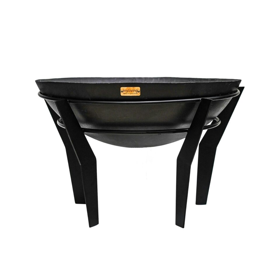 image 1 of Outdoor Metal Kendal Firebowl on Stand in Black