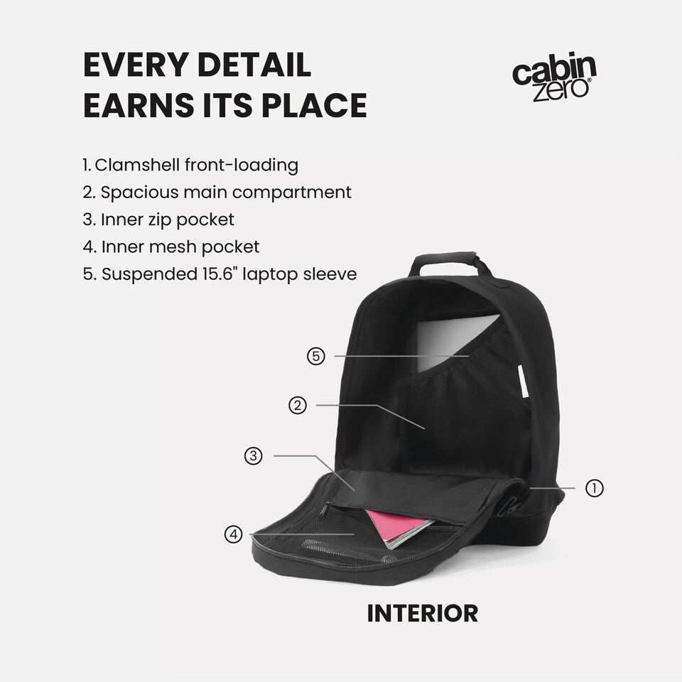 image 1 of CabinZero Classic Cabin Backpack 36L, Carry-on Approved with Lightweight Build
