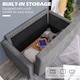 image 4 of HOMCOM Modern 2 Seater Sofa with Hidden Storage, 117cm Tufted Cotton Couch with Wood Legs, Compact Loveseat for Living Room, Kitchen, Grey