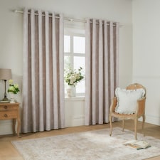 Wylder Bella Floral Natural Eyelet Curtains (W)168cm x (D)137cm | Pink | Natural Pink | One Size