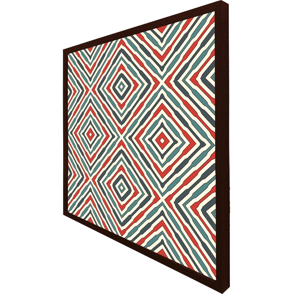 image 1 of Repeated squares and rhombuses ornamental abstract tribal motif (Picture Frame) Black | XL