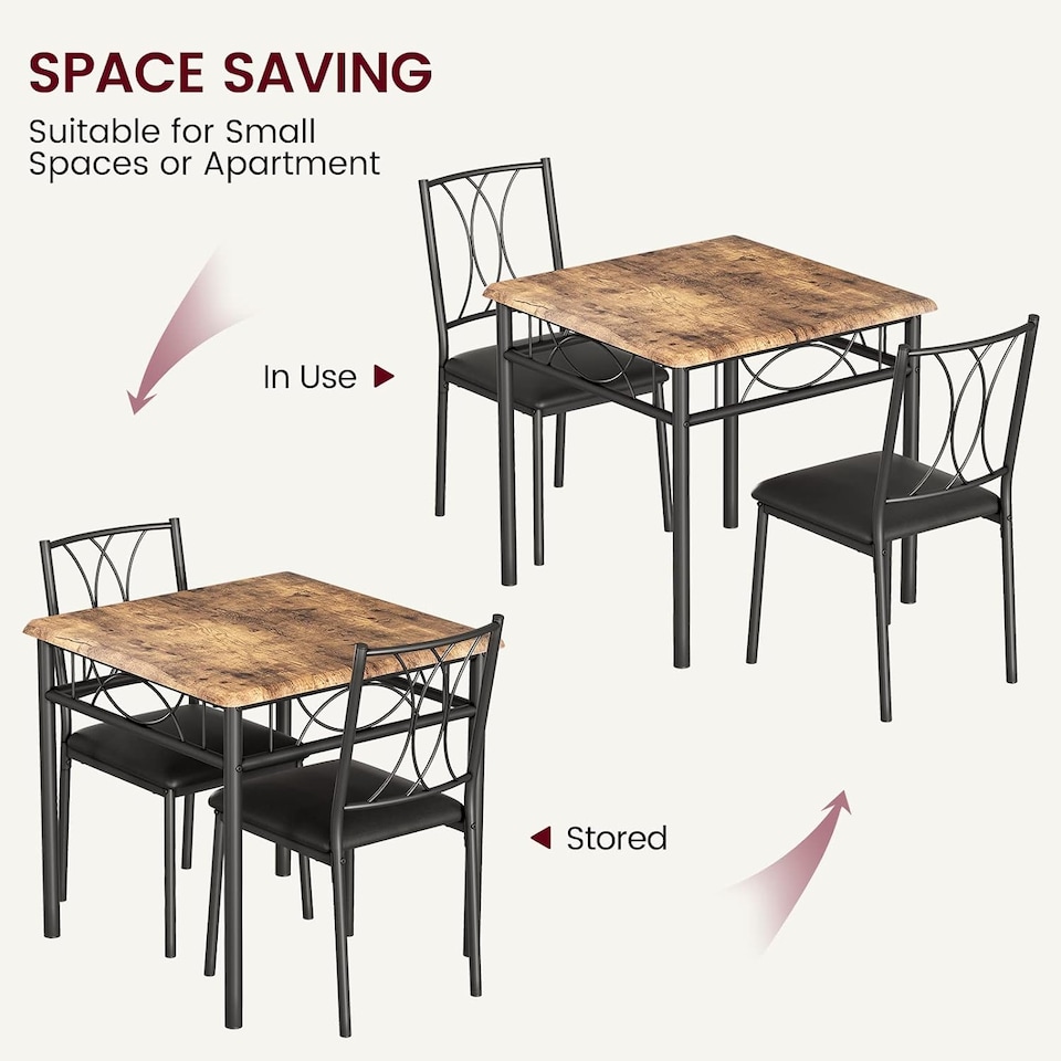 London Boutique Small Square Dining Table Set for 2, Space Saving