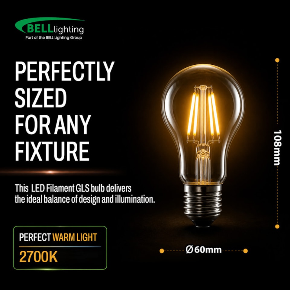 image 1 of BELL Lighting E27 Edison Screw Dimmable LED Filament GLS  Warm White 2700K 7W Light Bulb