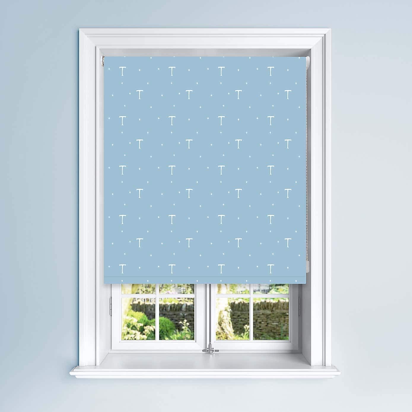 Lister Cartwright Blackout Roller Blinds For Kids Easy Fit Child Safety Included (Alphabet Blue , 120 x 140 cm)