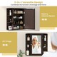 image 3 of COSTWAY Mirrored Bathroom Cabinet Wall Mount Storage Brown Brown
