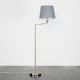 image 3 of ValueLights Adjustable Swing Arm Floor Lamp In Brushed Chrome Finish With Grey Light Shade Grey