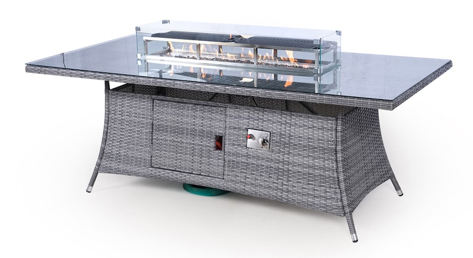 image 1 of Giardino Fire Pit 8 Seater Rectangle Rattan Dining Table | Grey