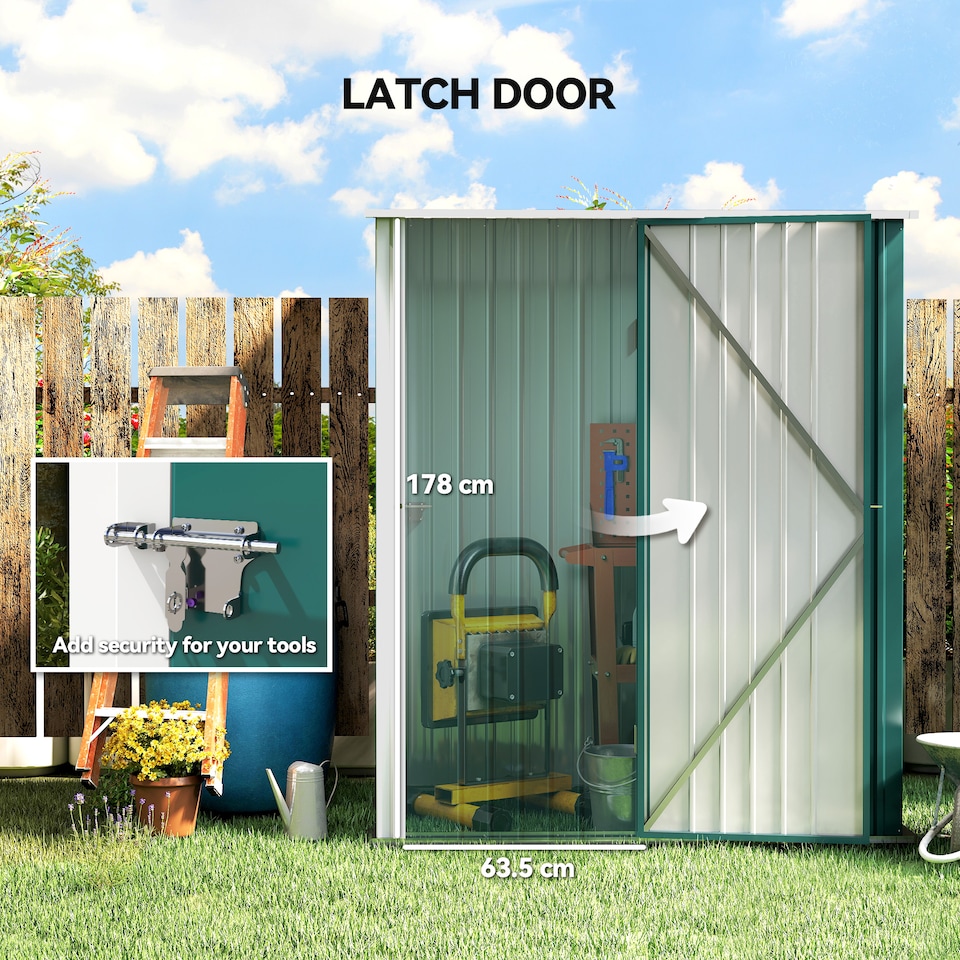 image 1 of Outsunny 5ft x 3ft Outdoor Storage Shed w/ Lockable Door for Garden, Green