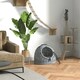 image 8 of Wicker Cat Basket W/ Mat Handle Kitten Pussy Enclosed Bed Portable - Grey