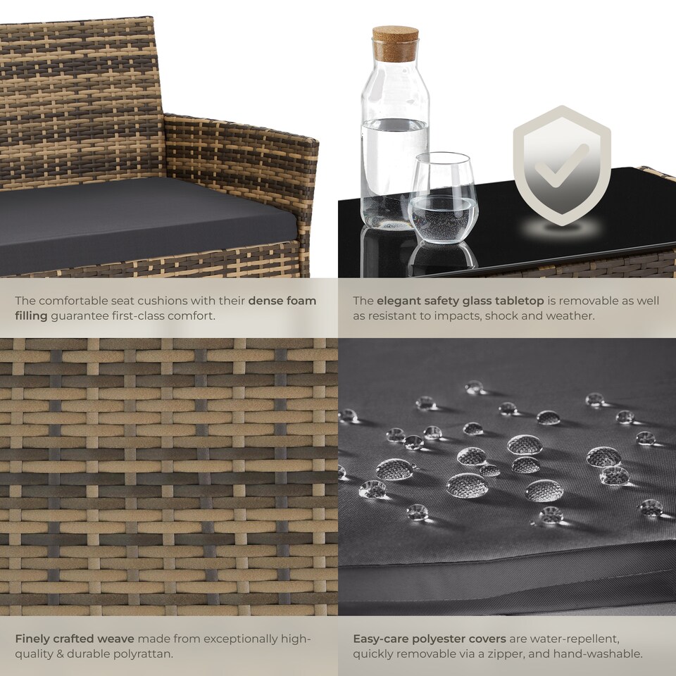 image 1 of Rattan Garden Furniture Palese - for 4 people, weather resistant | Cream | nature | 57 x 104 x 79 cm | 1