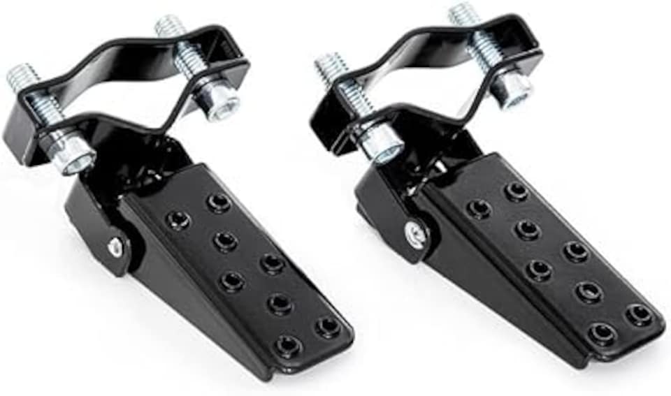 image 1 of London Boutique A Pair Universal Foldable Foot Pegs Pedals, Clamp-on Frame Mount Footrest for Ebike, Motorcycle, MTB, ATV, Scooter, UTV & Go Karts