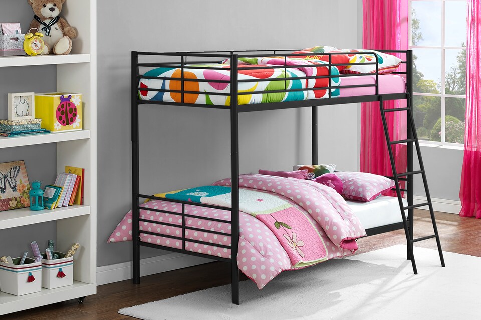 image 1 of Bunk Bed Convertible Metal Black, Single