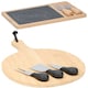 image 3 of Bamboo Wooden Cheese Board Set Fork Knives Kitchen Slate Christmas Present Gift N/A