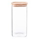 image 1 of Argon Tableware Square Glass Storage Jar with Wooden Lid - 1.5 Litre