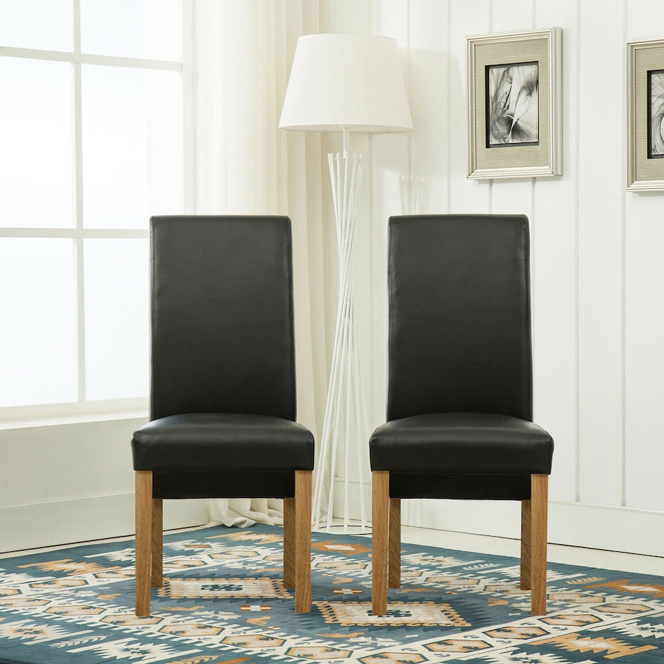 image 1 of MCC Direct Deluxe High Back Leather Dining Chairs Black