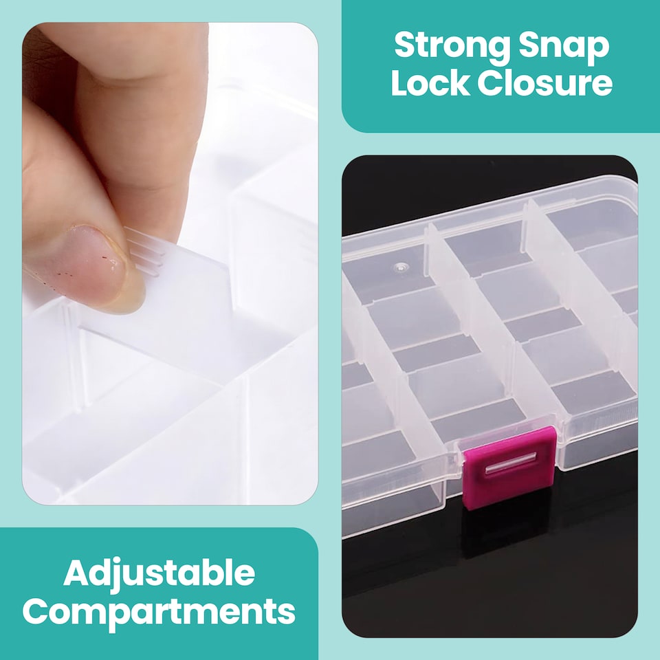 image 1 of 15 Compartment Storage Box with Pink Lock - 173 x 100 x 22mm