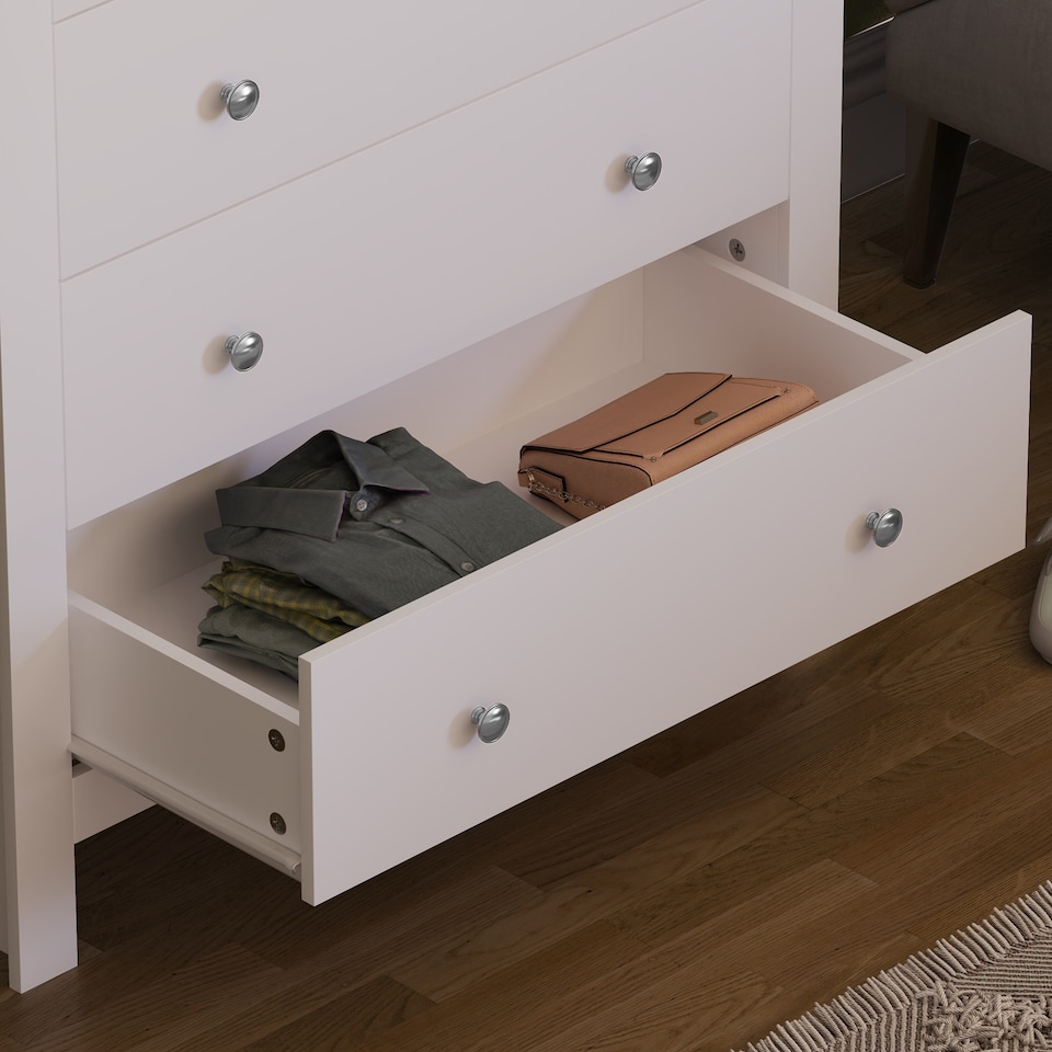 image 1 of Vida Designs Arlington 5 Drawer Chest of Drawers Shaker Bedroom Storage, White & Oak