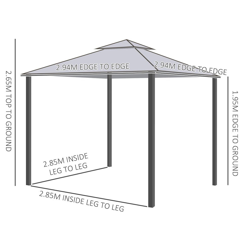 image 1 of Outsunny 3 x 3 m Metal Gazebo Garden Outdoor 2-Tier Roof Marquee Party White