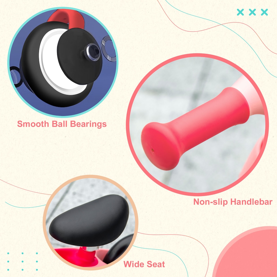 image 1 of AIYAPLAY Baby Balance Bike Children Bike Without Pedals with Adjustable Seat, for Toddlers, Ages 1.5-3 Years up to 25kg - Pink