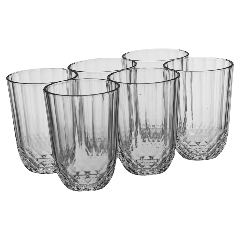 image 1 of Drinking Glasses Cocktail Water Juice Highball Tumblers Set 265ml | Clear | Clear | Set of 6