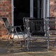 image 6 of 6 Person Garden Furniture Patio Set Table, 6 Chairs & Parasol with Black Glass