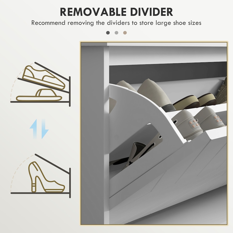 image 1 of HOMCOM Shoe Bench, Entryway Bench with Flip Drawer, Seating Cushion and Adjustable Shelf for 10 Pairs of Shoes for Hallway, White | White | White