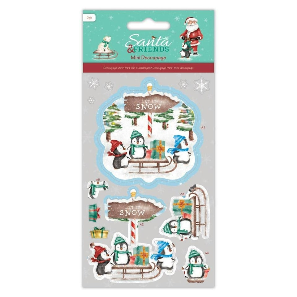 Mini Decoupage (2pk) - Santa and Friends - Snow - Papermania