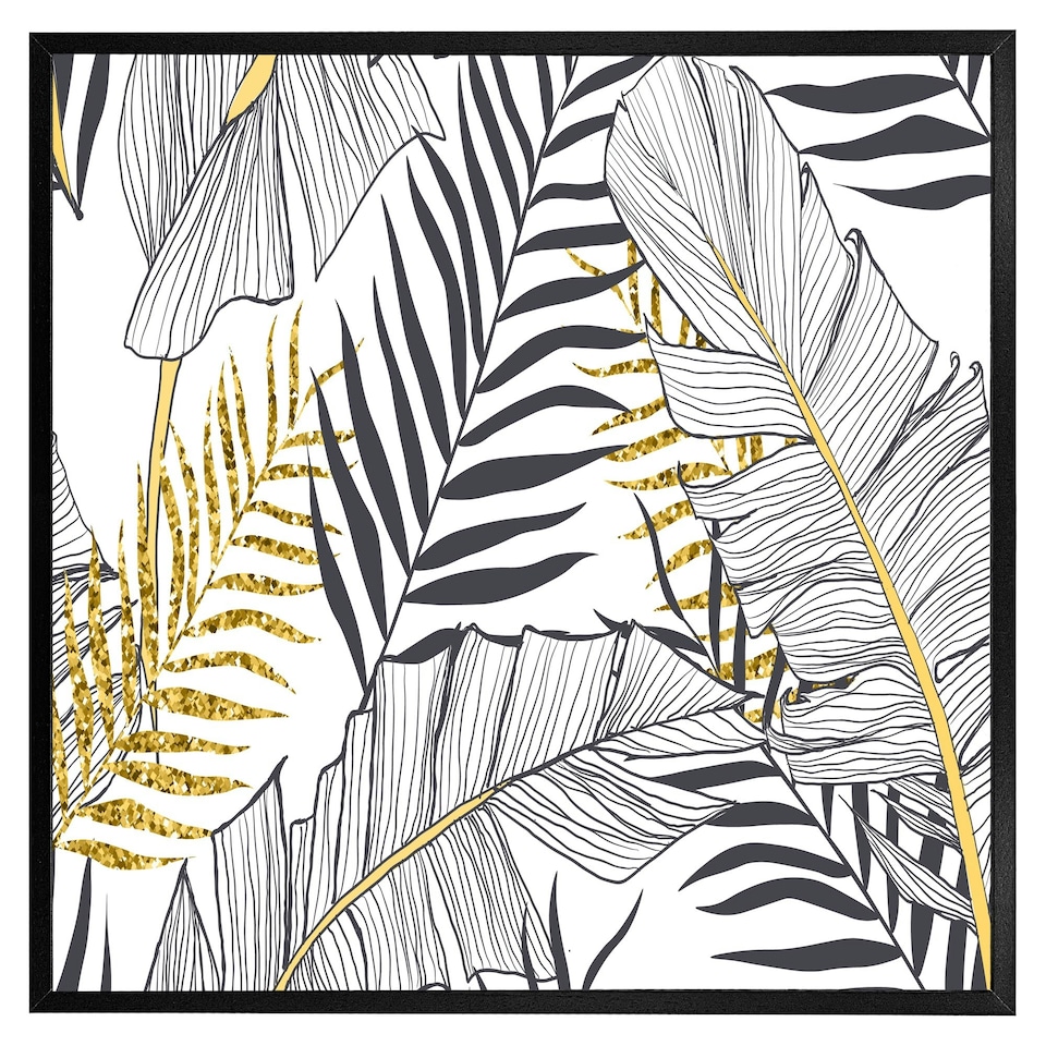 image 1 of Gold & black leaves (Picture Frame) Grey | S