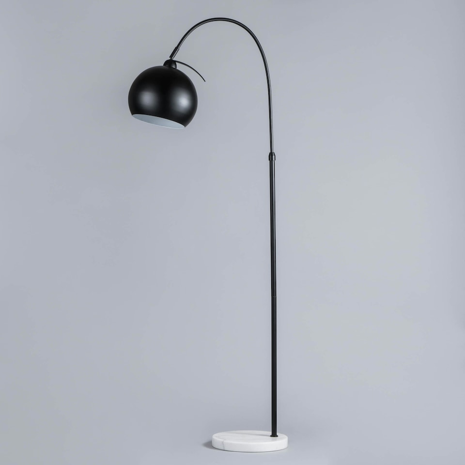 image 1 of BHS Benson Curved Floor Lamp | Black | Black | 1