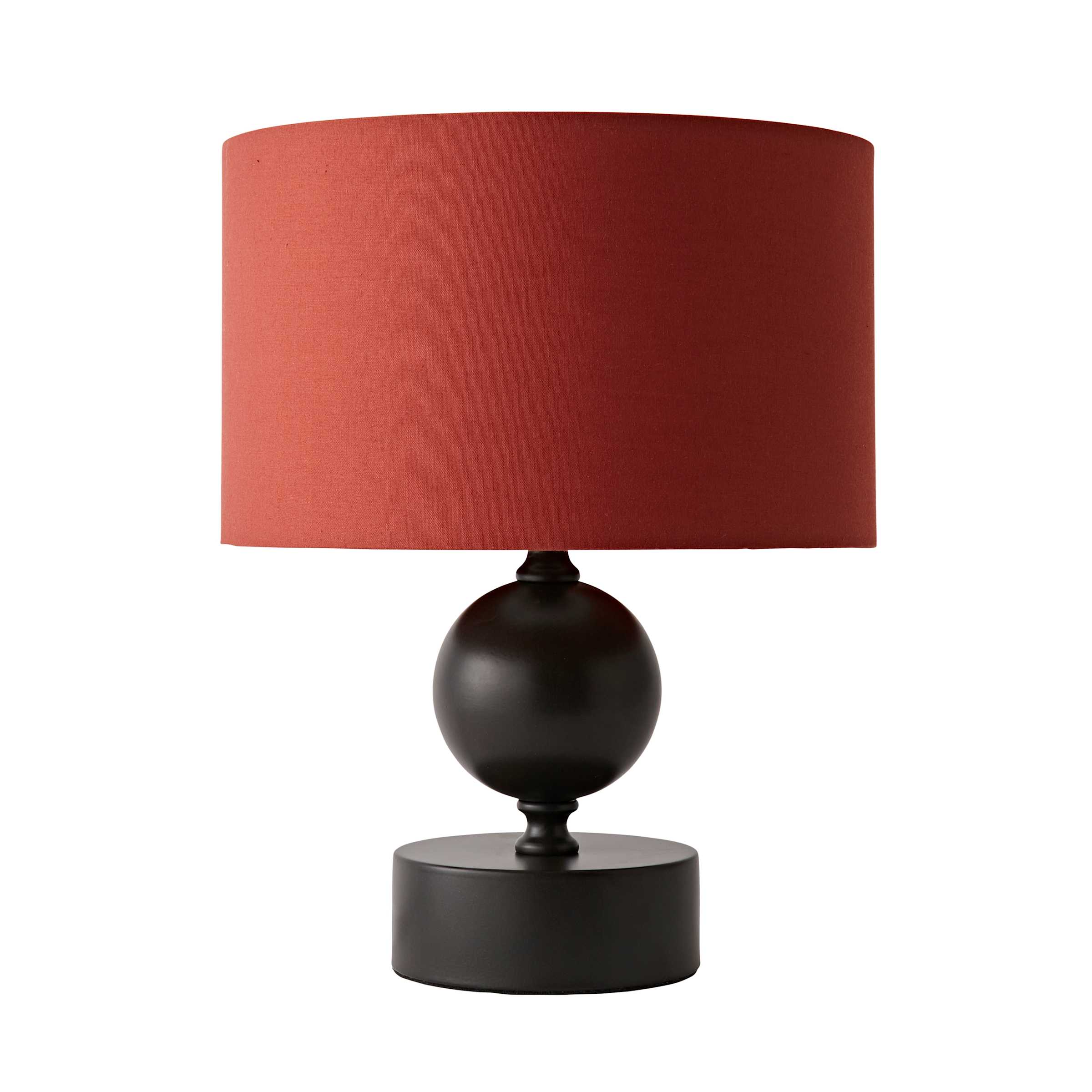 ValueLights Anthony Candlestick Table Lamp with Fabric Drum Lamp Shade & Bulb in Light Red