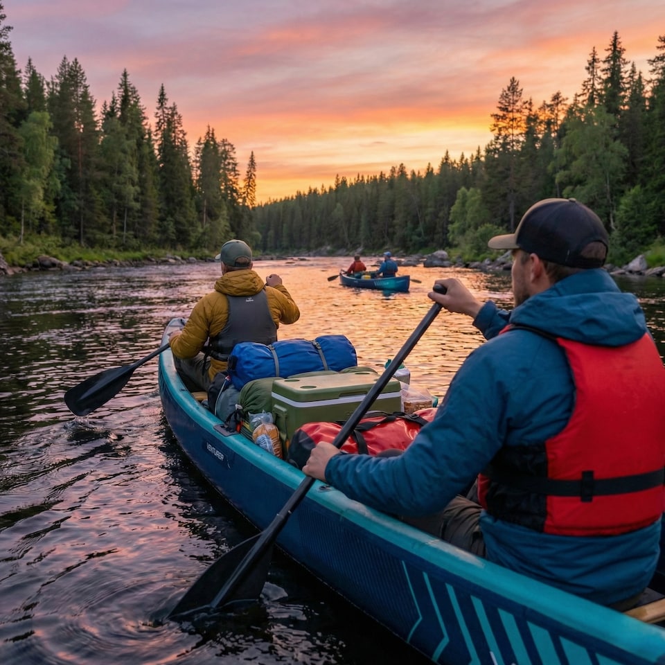image 1 of Wave Venturer Inflatable Touring Canoe, 3 Person, Navy