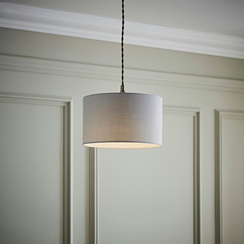 image 1 of ValueLights Reni Small Grey Fabric Pendant Shade Grey