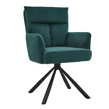 Living and Home Modern Upholstered Swivel Armchair with Black Legs - Green Green