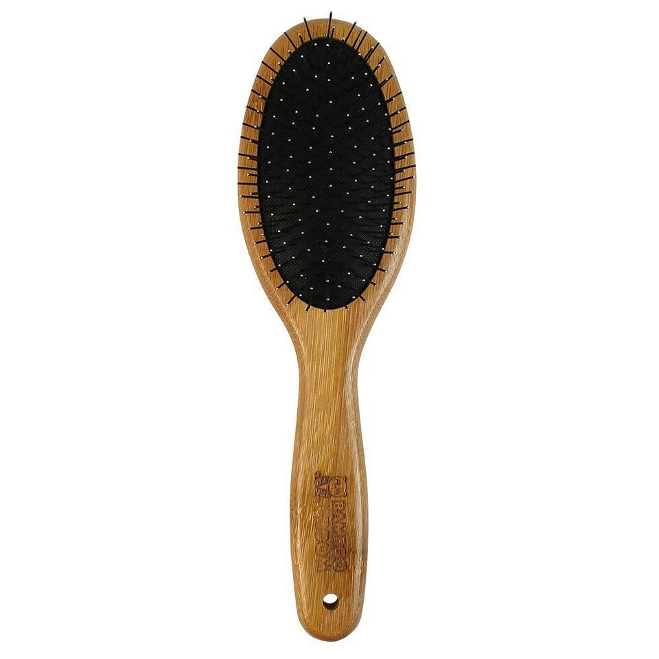 Bamboo Groom Dog Pin Brush Brown L Tesco Groceries