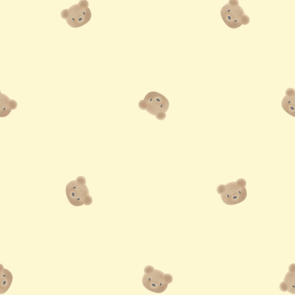 image 1 of Cozy Bear Wallpaper in Lemon Yellow Multi