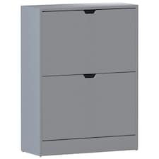 Vida Designs 2 Drawer Shoe Cabinet Shoe Rack Storage Cupboard, 100% FSC, Grey