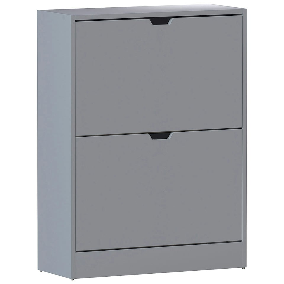 image 1 of Vida Designs 2 Drawer Shoe Cabinet Shoe Rack Storage Cupboard, 100% FSC, Grey