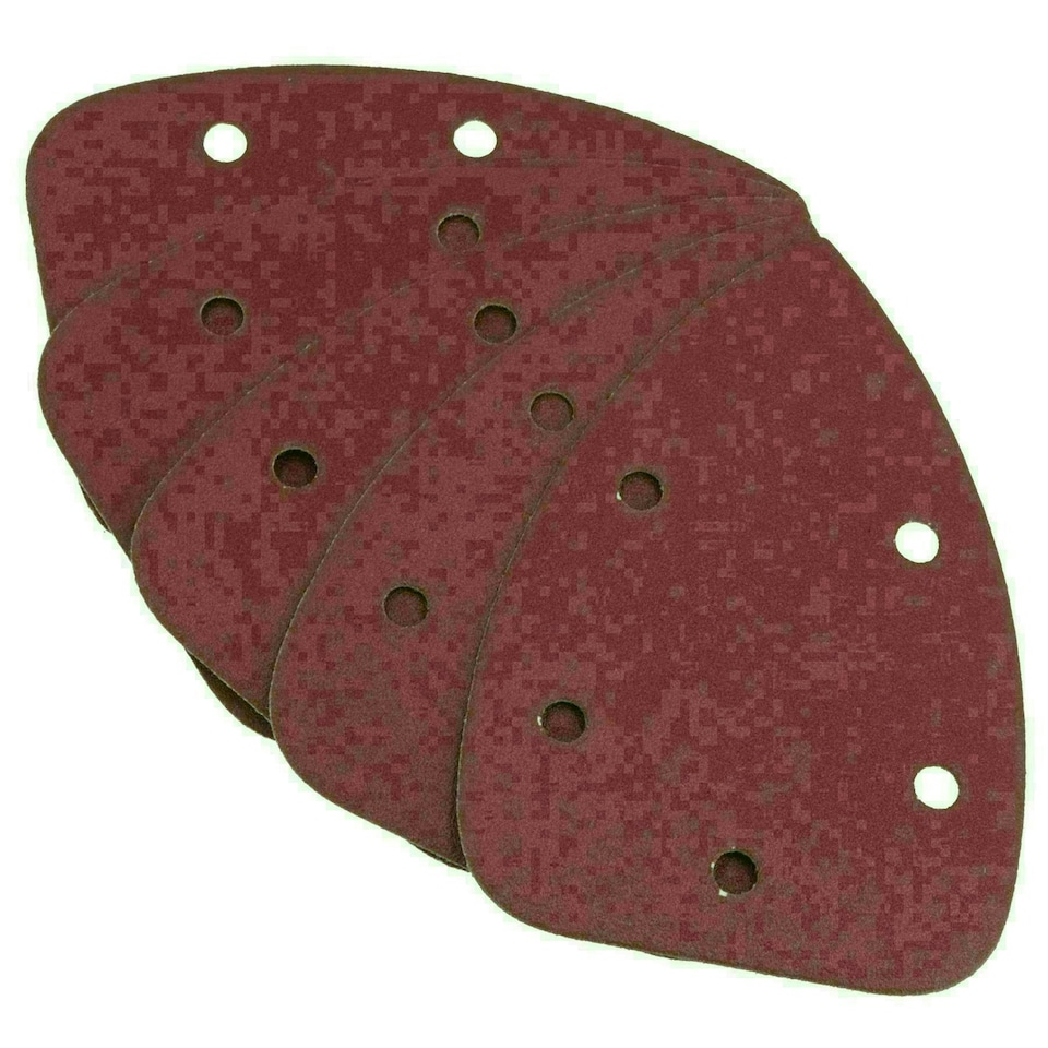 image 1 of Hook And Loop Detail Sanding Pads Discs 140mm Triangular 120 Grit Fine 200pc