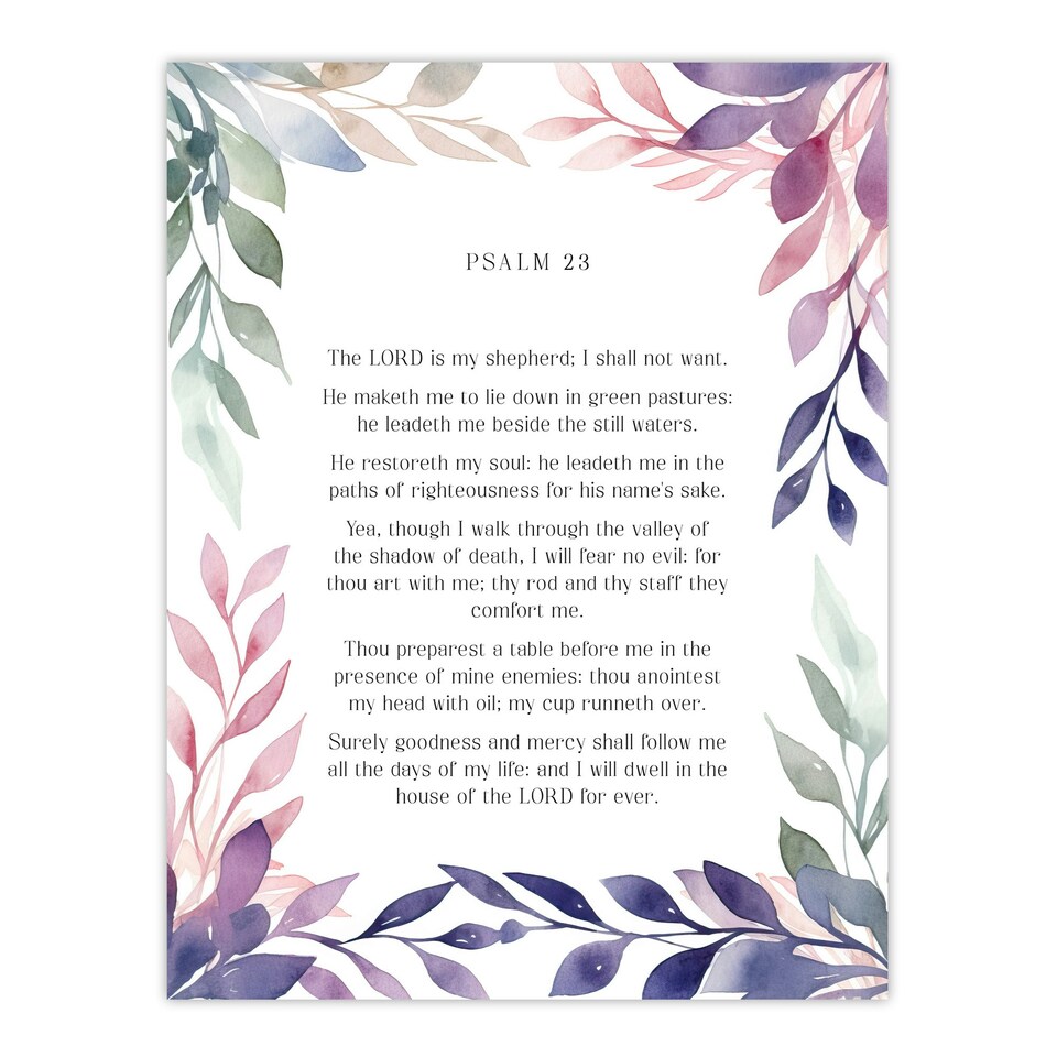 image 1 of Psalm 23 The LORD is My Shepherd Old Testament Jesus Christ Bible Framed Wall Art Print