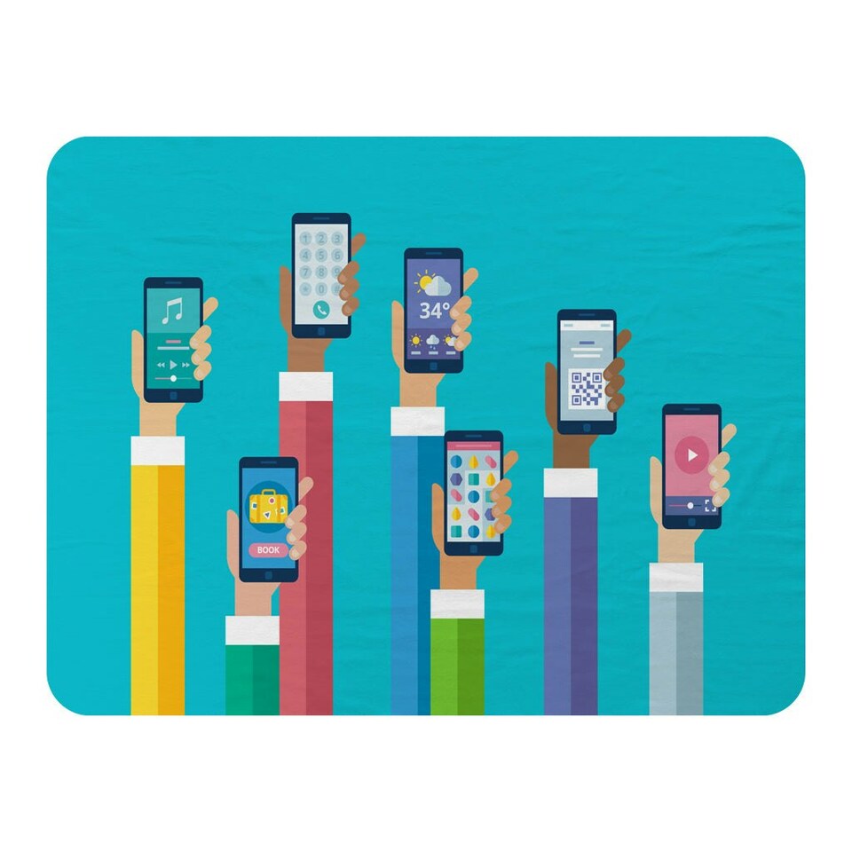 image 1 of Hands holding smart phones (Blanket)