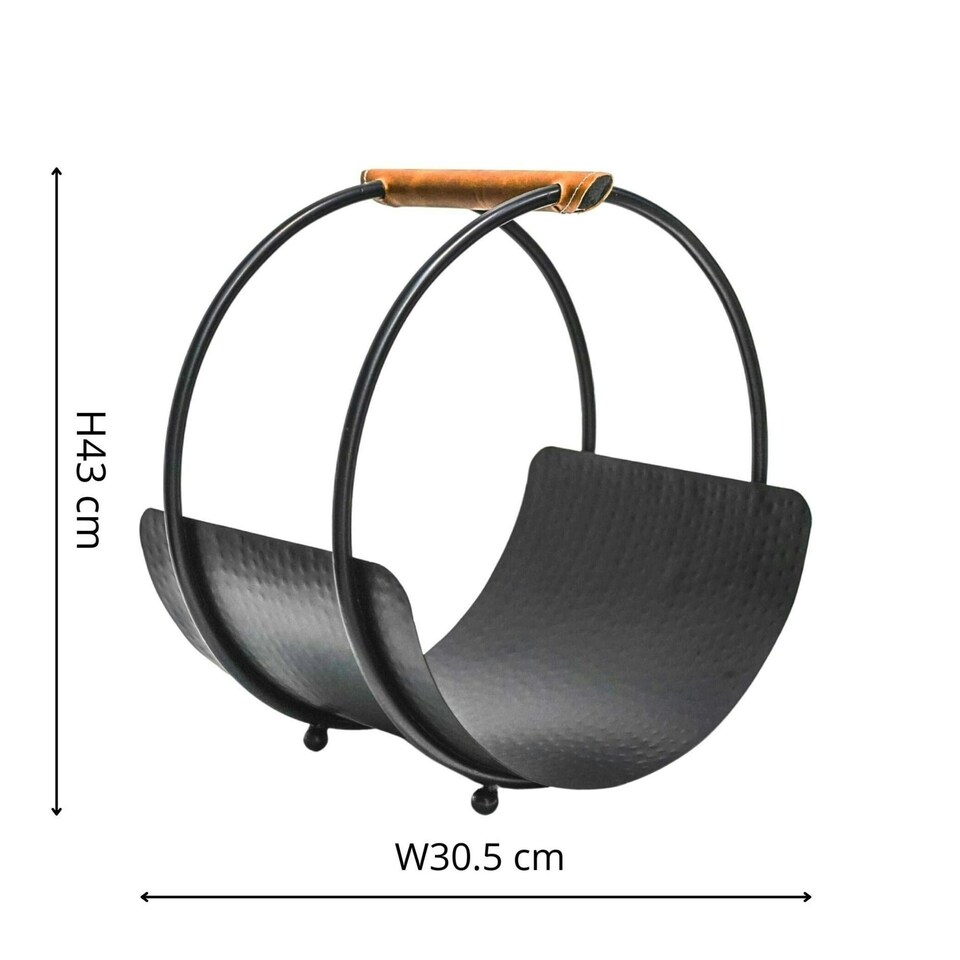 image 1 of Leather Handle Round Log Holder N/A