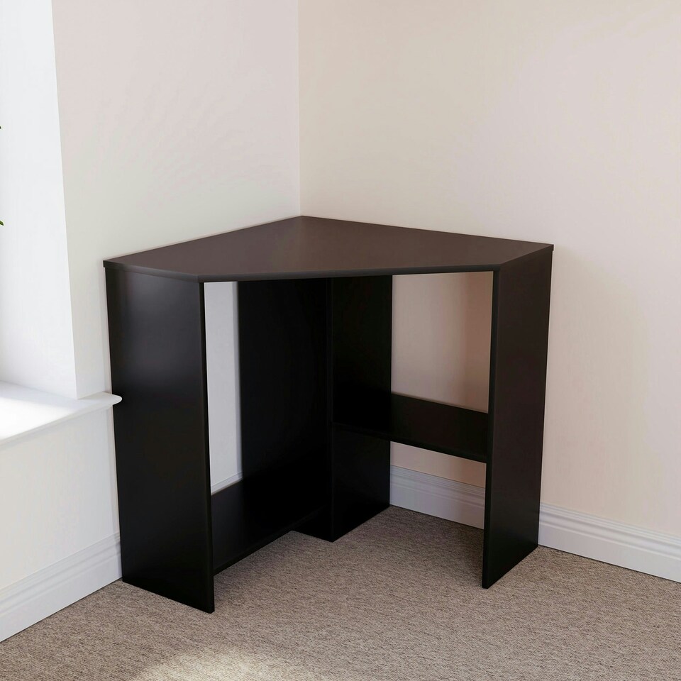 image 1 of Vida Designs Hetton Corner Computer Desk 2 Shelf Home Office Workstation, Black