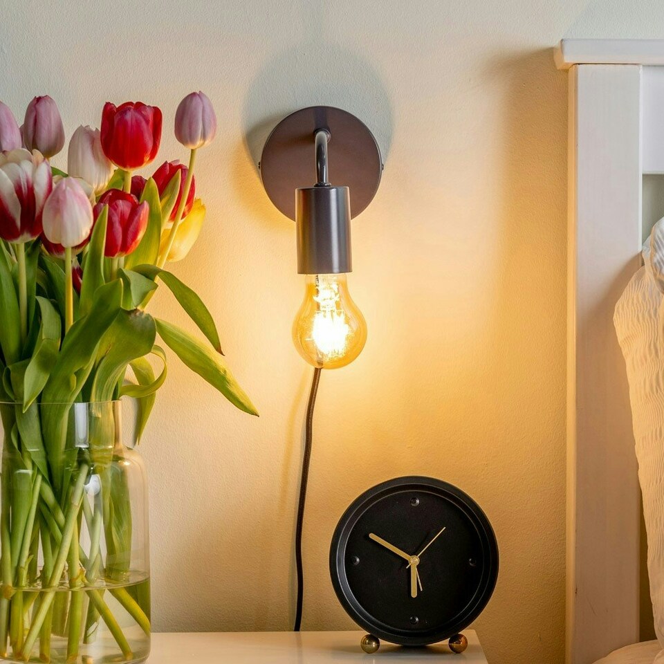 image 1 of ValueLights Jordy Plug in Colour Pop Charcoal Grey Green Wall Light