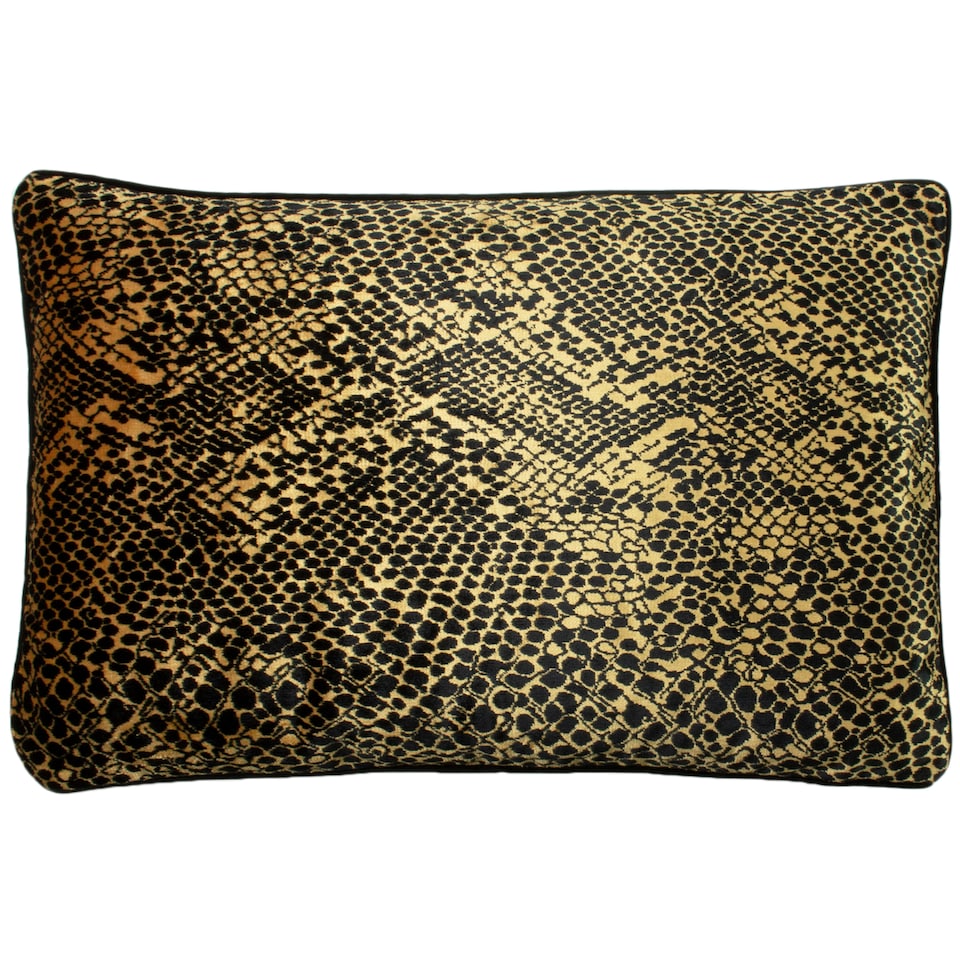 image 1 of Paoletti Python Snakeskin Cushion, Gold, 40 x 60cm