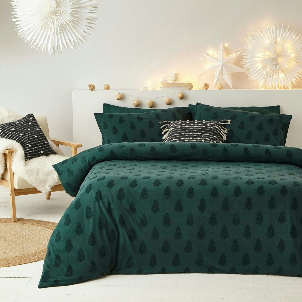 image 1 of Yard Tufted Tree Festive Single Duvet Cover Set