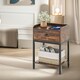 image 1 of Bedside Nightstand Table With Drawer Rustic Brown Brown