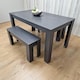 image 5 of Dining Table Set with 2 Benches Dining Room and Kitchen table set of 2 Grey